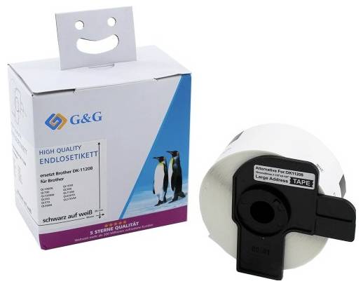 G&G Labels 38 x 90 mm Direct thermal transfer paper White 400 pc(s) Permanent adhesive ET-B-G-11208 Address labels