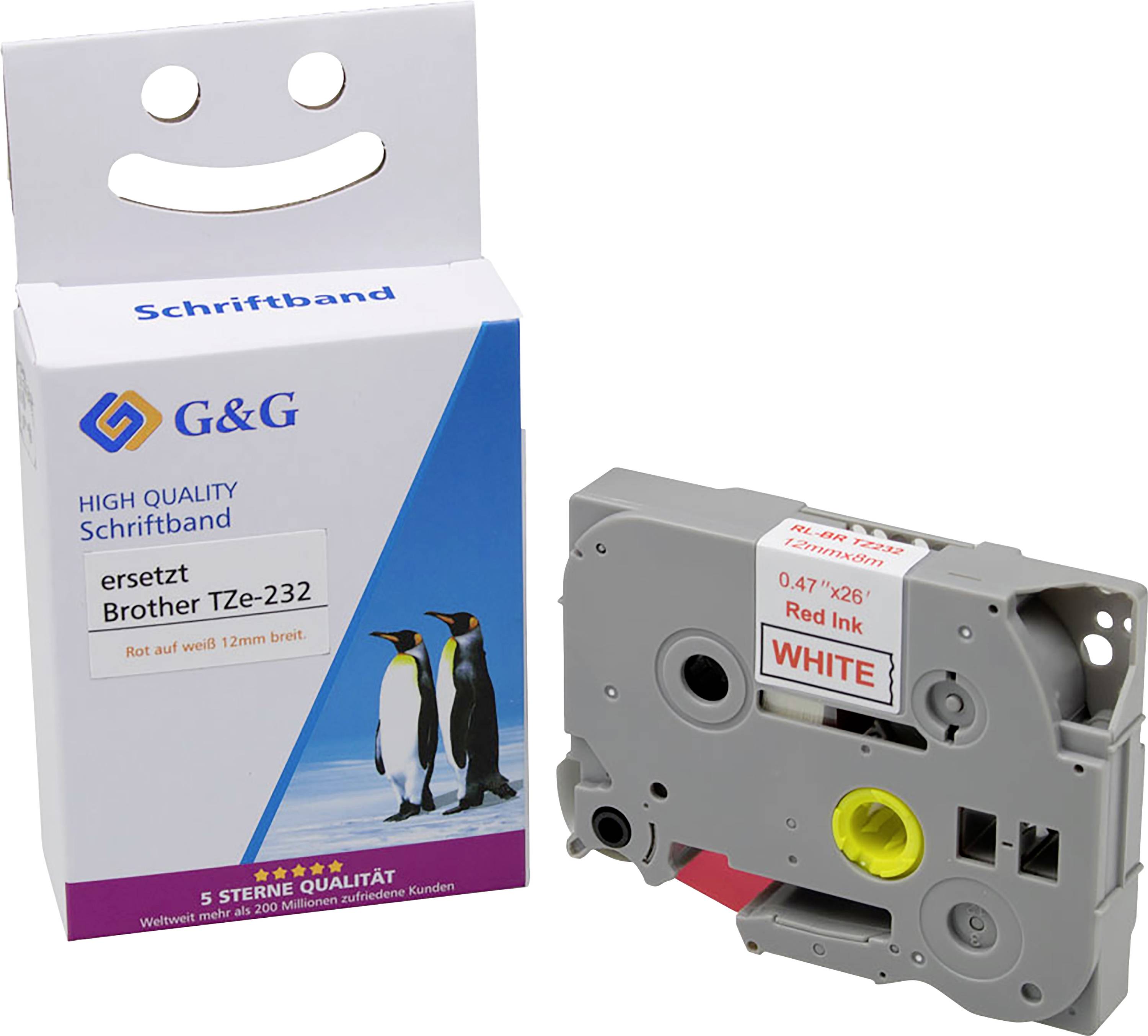 G&G Labelling tape Tape colour: White Font colour: Red 12 mm 8 m