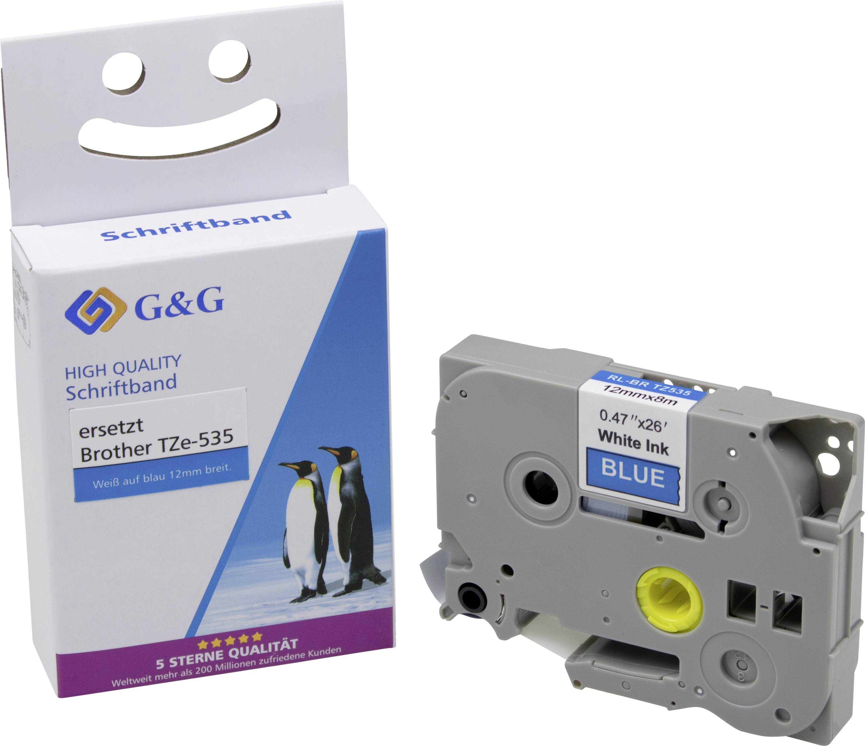 G&G Labelling tape Tape colour: Blue Font colour: White 12 mm 8 m