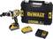 Cordless Drill Set: Drill with handle, two rechargeable batteries, charger and black tool case with yellow 'DeWALT' logo.