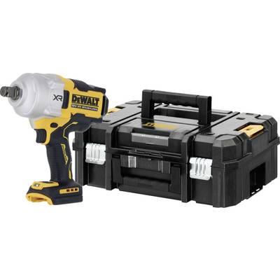 A yellow DeWalt cordless impact driver is sitting next to a black tool case.