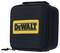 Black tote bag with yellow 'DEWALT' logo on the front, square-shaped, with zip fastener and carry handle at the top.