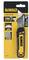 'DEWALT' Foldable Universal Knife in Packaging, Showing 'Push & Flip' Mechanism, with Safety Lock and Deep Clip.