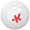 A round, white object with a red '-K' in the centre.