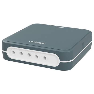 A grey electronic device with four round ports on the front, possibly a charger or distribution unit.