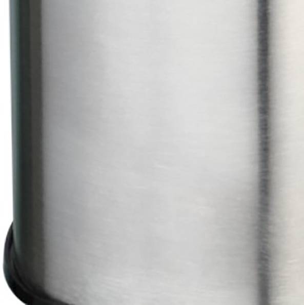 A gleaming, cylindrical metal container with a smooth surface, potentially part of a larger piece of equipment or furniture.