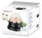 Electric egg cooker with space for six eggs. Inscription: 'Cook soft, medium, and hard-boiled eggs simultaneously'. BPA-free.