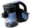 Cordless, black and blue handheld vacuum cleaner with a transparent dust collection chamber and ergonomic handle.