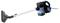 A black and blue cordless vacuum cleaner with a transparent dust container and long suction tube, set against a white background.