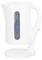 White kettle with a maximum capacity of 1.7 litres. The kettle sits on a base and has a handle on the right side.