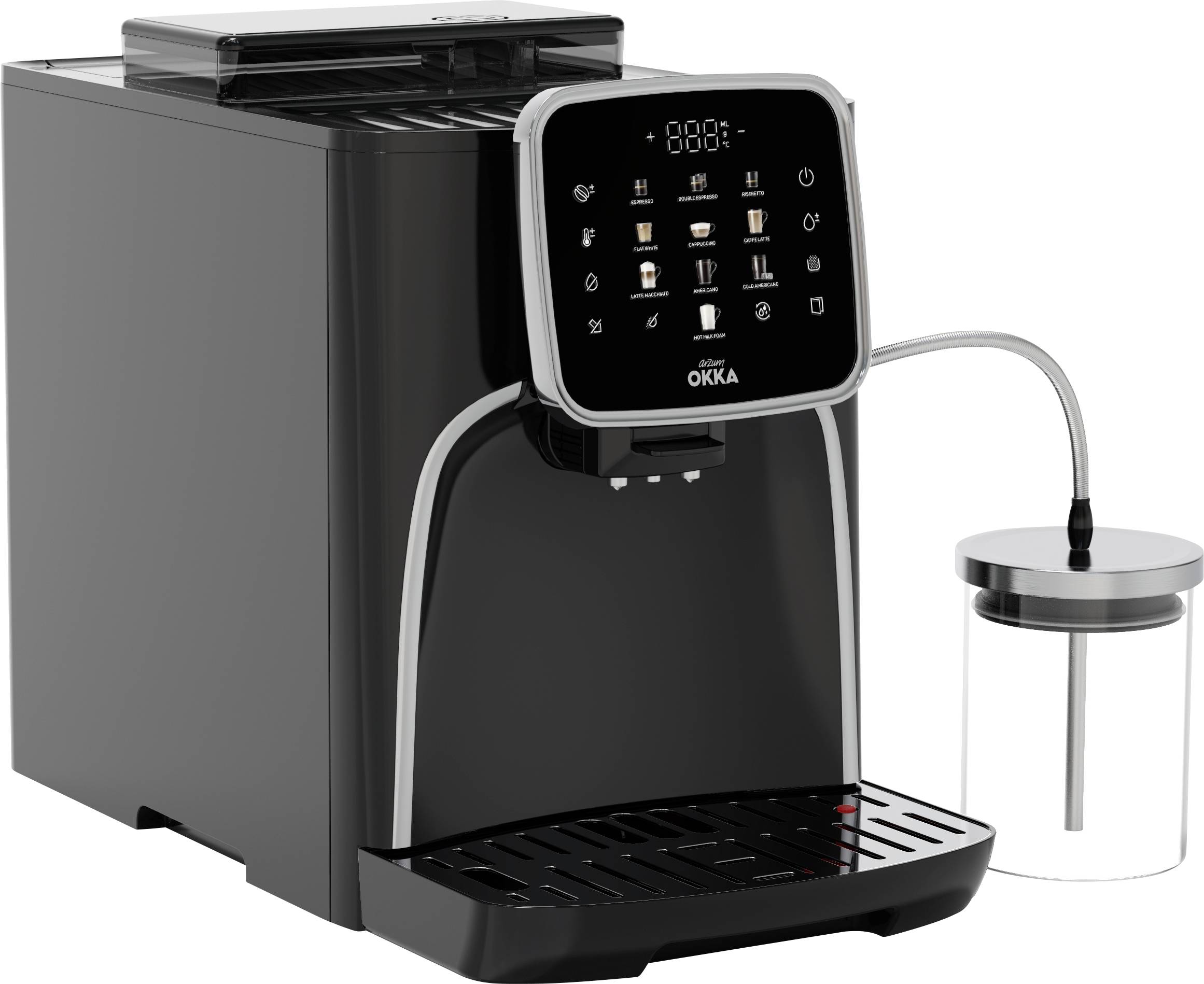 arzum OK0028-0500 Coffee maker Chrome incl. milk jug, Display