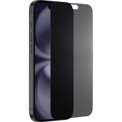 Smartphone with a privacy screen protector that shields the display from side views.