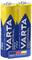 Two AA alkaline batteries by Varta Industrial Pro, with a yellow and blue design, marked 'Made in Germany'.
