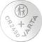 Silver Varta button cell with the designation CR2450. At the top, a symbol warning to keep the battery away from children.