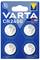 Four Lithium button cells of type Varta CR2450 in packaging. At the top it reads 'Battery Experts Since 1887'. Safety symbols are visible.