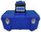 Blue tool case with an integrated digital display on top, showing various operational symbols for tools and settings.