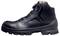 A black work shoe with sturdy construction and robust tread, suitable for workplace safety. Brand logo visible on the side.