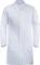 White laboratory coat with a collar and pockets, against a white background.