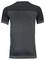 Black short-sleeved T-shirt, rear view. Dark fabric with a subtle mesh panel at the shoulders.