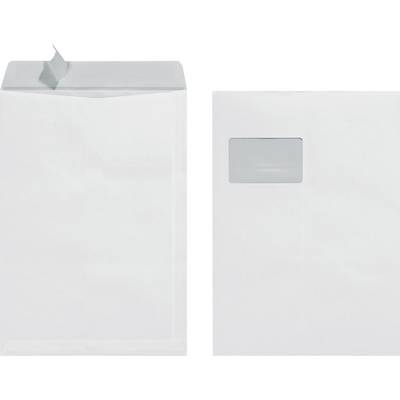 Two white envelopes: On the left, open with a protruding flap, on the right, sealed with a transparent window.