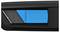 'Black switch with blue, horizontally ribbed central surface, next to a grey segment with an 'S'.'