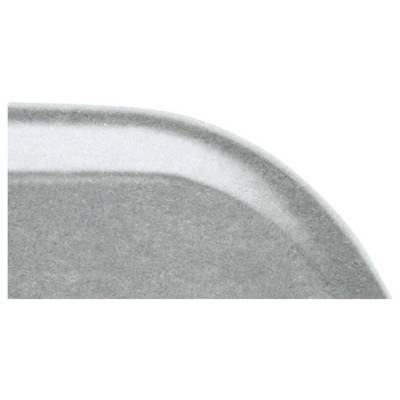 A grey, rectangular metal tray with rounded corners.