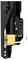 Black metal fitting on a door with a golden padlock for securing the entrance.