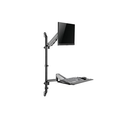 A wall-mounted, adjustable system for mounting a monitor and keyboard, optimised for ergonomic working.