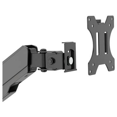 Monitor mount with swivel arm and attached mounting plate, suitable for wall or desk mounting of monitors.