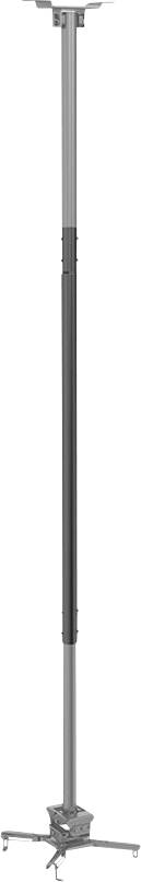 Height-adjustable metal ceiling mount for projectors. Includes mount and adjustable telescopic rod. Ideal for presentations.