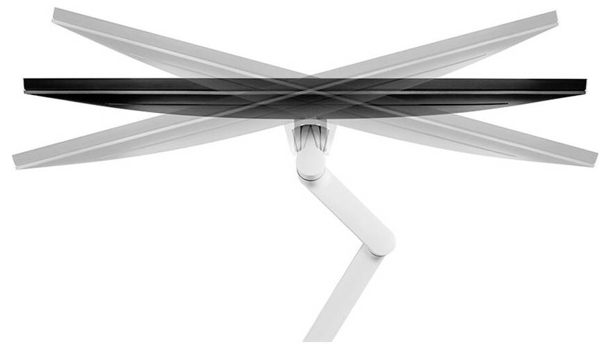 Several overlaid views of a swing arm with a horizontal element, shown in different positions.