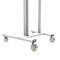 A mobile, sturdy metal stand with four wheels, some with brakes, suitable for the safe transportation of equipment.