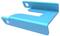 Blue, L-shaped metal piece with two fixing holes, possibly part of a mounting bracket or constructional element.