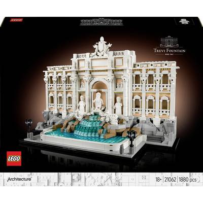 LEGO model of the Trevi Fountain with detailed sculptures and facades. Part of the LEGO Architecture Series, ages 18 and up, 1,880 pieces.
