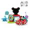 Building Block Set for Children Aged 2+ with Mickey Mouse Theme. Contains colourful blocks, a red car, a clock, and play tools.