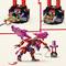 LEGO building set instructions show a red-purple dragon figure with movable limbs and detailed base accessories.