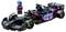 LEGO racing car model with 'BWT' logo and accompanying driver figure in blue and pink overalls and helmet.