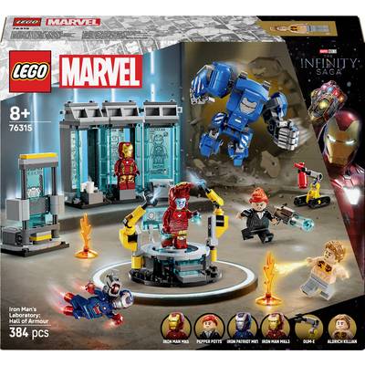 LEGO Marvel Set for Children Aged 8+: Iron Man Lab. Includes Iron Man, Pepper Potts and additional minifigures. 384 pieces.