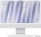 A white all-in-one computer with keyboard and mouse. The screen displays an abstract, pastel-coloured pattern.