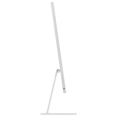 Side view of a slender computer monitor on an elegant stand.