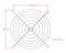 Diagram of a fan grille with concentric circles. Dimensions: Diameter 125.32, mounting holes 89.00, outer dimension 98.00 and hole spacing 102.00.