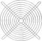 A round, metallic cooling rack with parallel and crossed bars, suitable for cooling baked goods or pots.