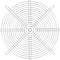 A circular wire mesh with concentric circles and radial spokes, typical of a cooling rack in the kitchen.