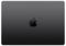 A grey laptop with a black Apple logo in the centre of the lid.