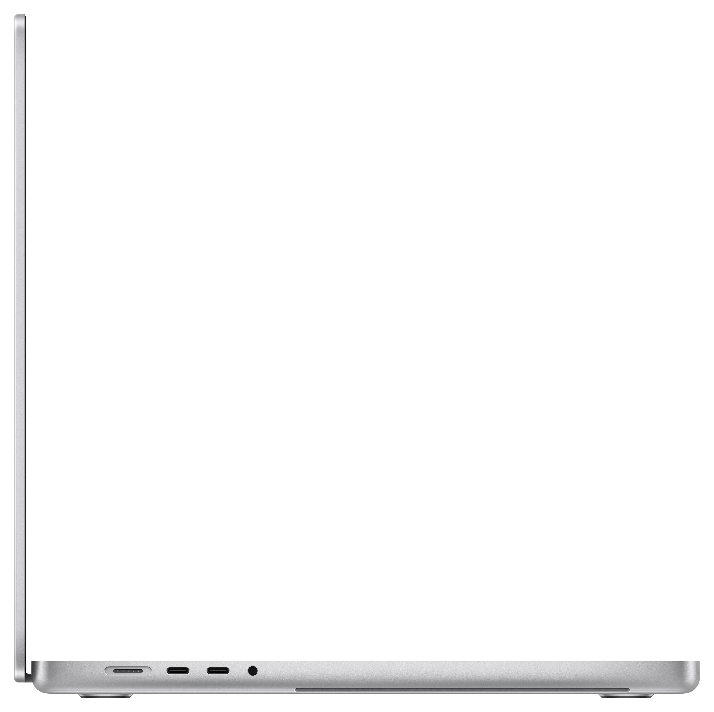 A side-angled laptop with an open screen lid, showcasing its sleek design and ports from the side view.