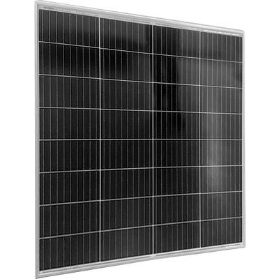 A single solar module with a rectangular shape, comprising multiple rectangular solar cells within a silver frame.