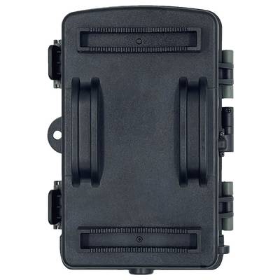 Black, sealed outdoor enclosure with robust design, rectangular, with side mounting brackets. Suitable for outdoor electronic protection.