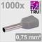 1000x Ferrule end sleeves, size 0.75 mm², grey insulation, by TRU COMPONENTS.