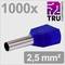 A blue wire end ferrule by TRU COMPONENTS, 1000 pieces, size 2.5 mm².