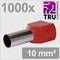 Red cable end sleeve 10 mm², pack of 1000; product of the brand 'TRU COMPONENTS' with logo, shows a metal part with red plastic sleeve.